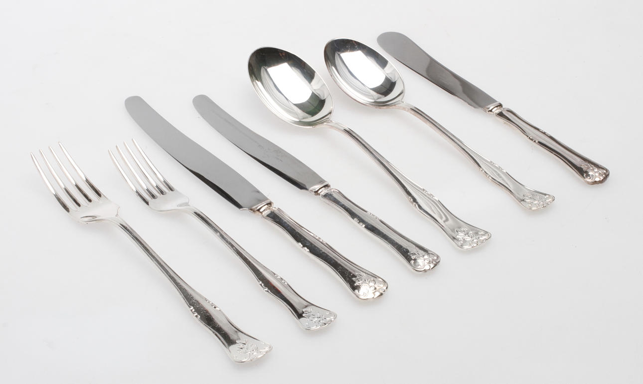 BESTICK, 75 delar, nysilver, Nils Johan, 1900-tal.