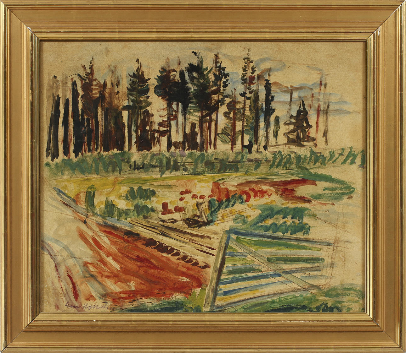 ERIK HALLSTRÖM. Blandteknik, signerad.