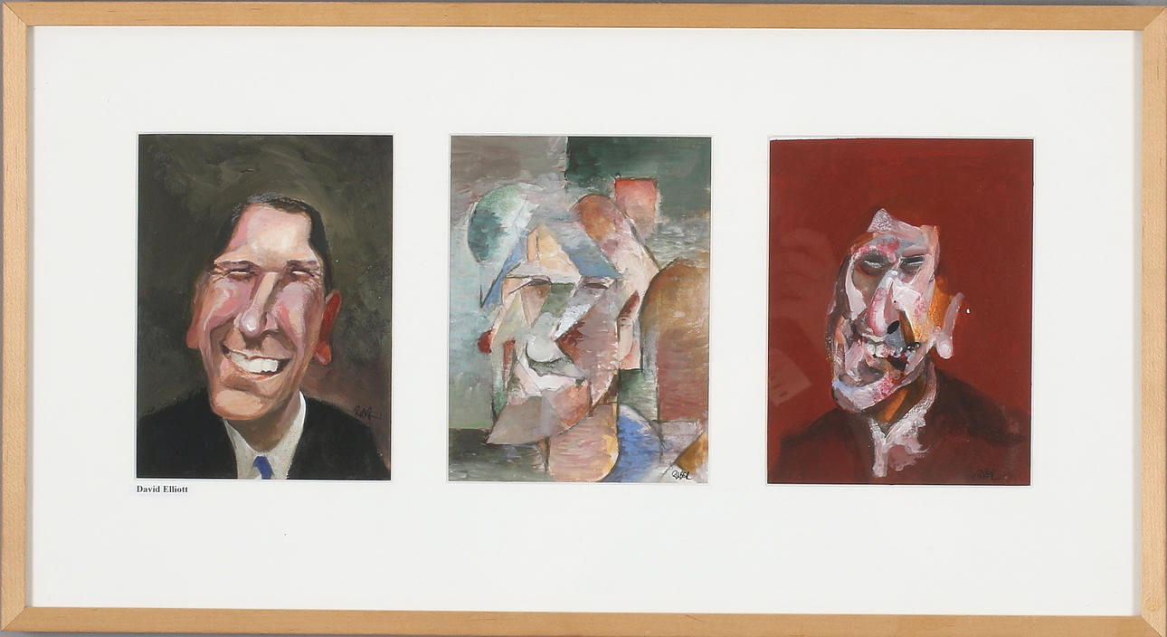 RIBER HANSSON. Triptyk, blandteknik, signerad.