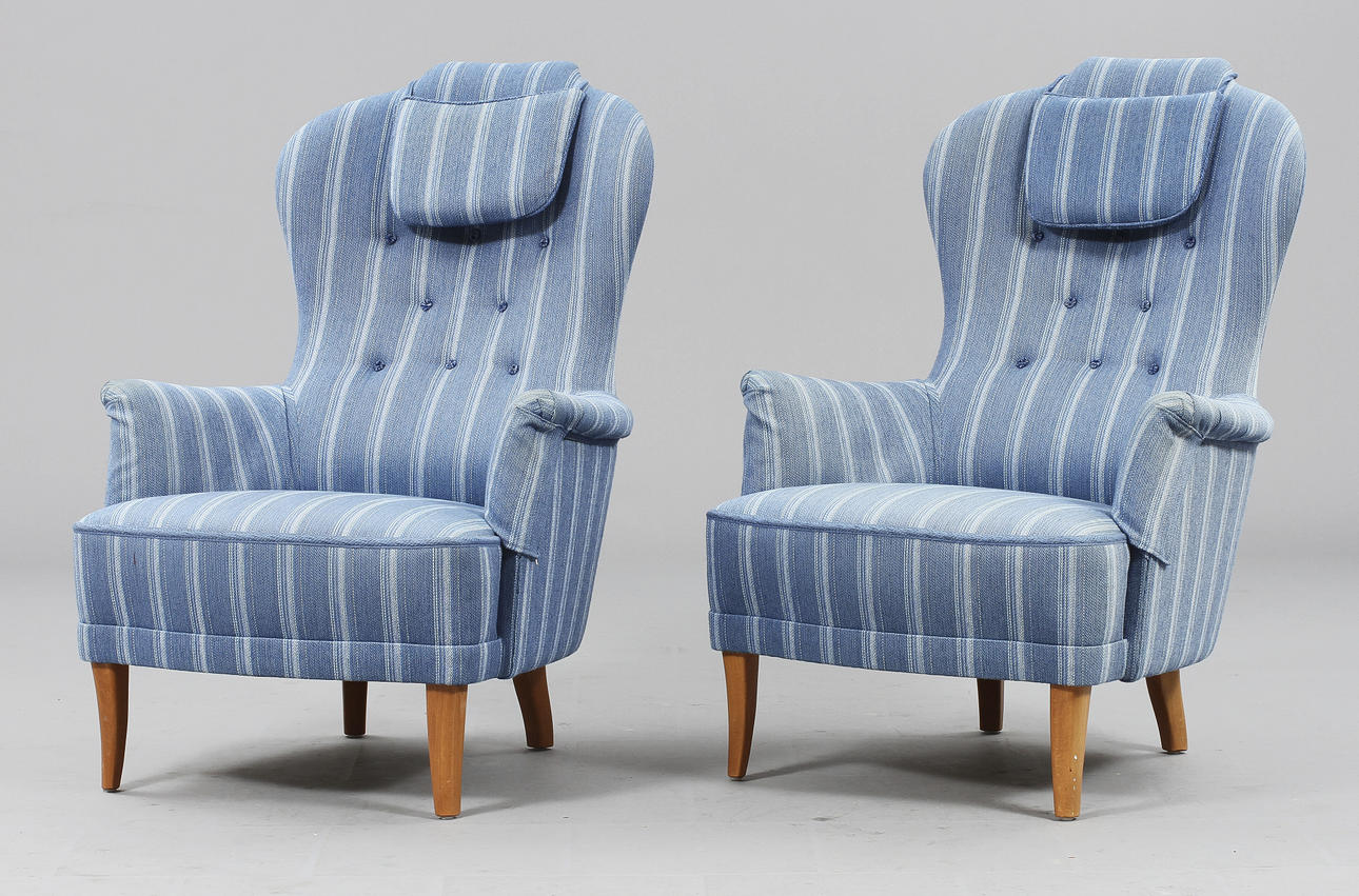 FÅTÖLJER, ett par, "Farmor", Carl Malmsten.