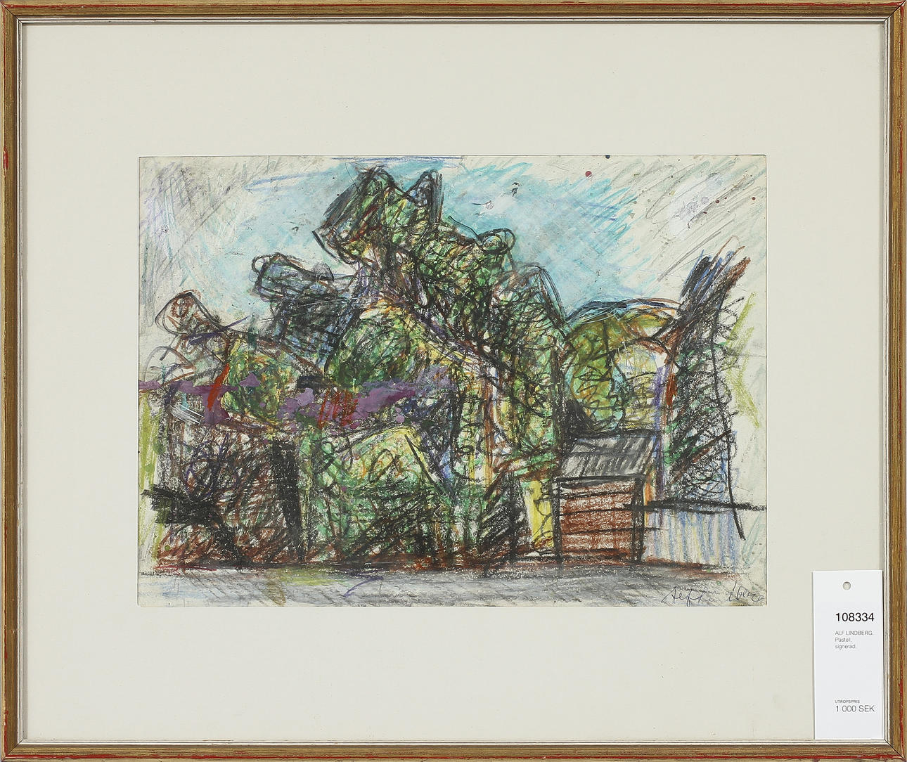 ALF LINDBERG. Pastell, signerad.