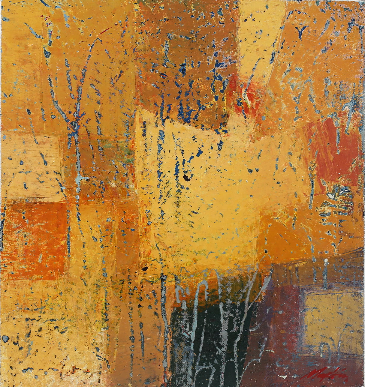 VADIM MARKIN. Composition, oil on Board, signed.