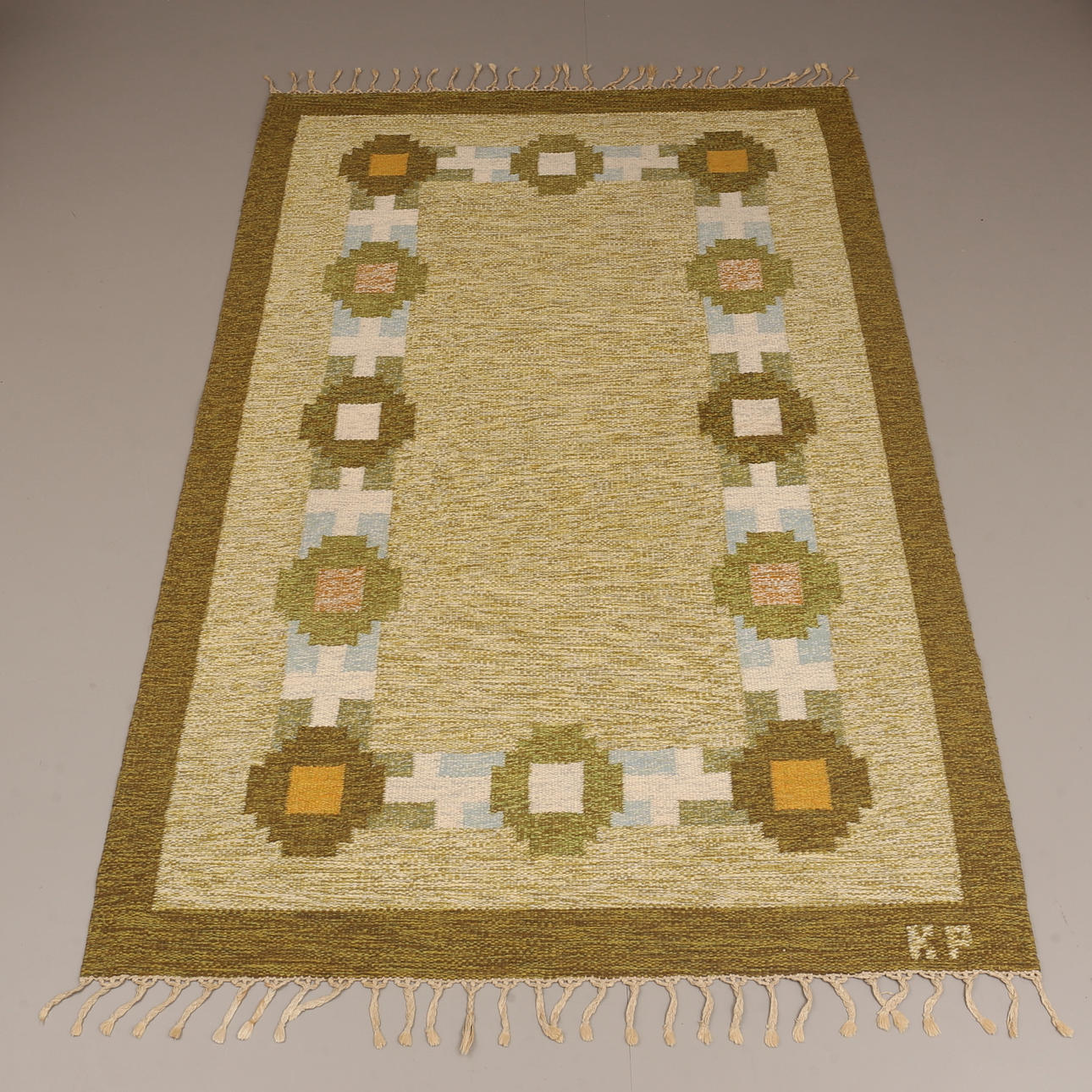 CARPET, rolled sheet, signed KP, Kerstin Persson.