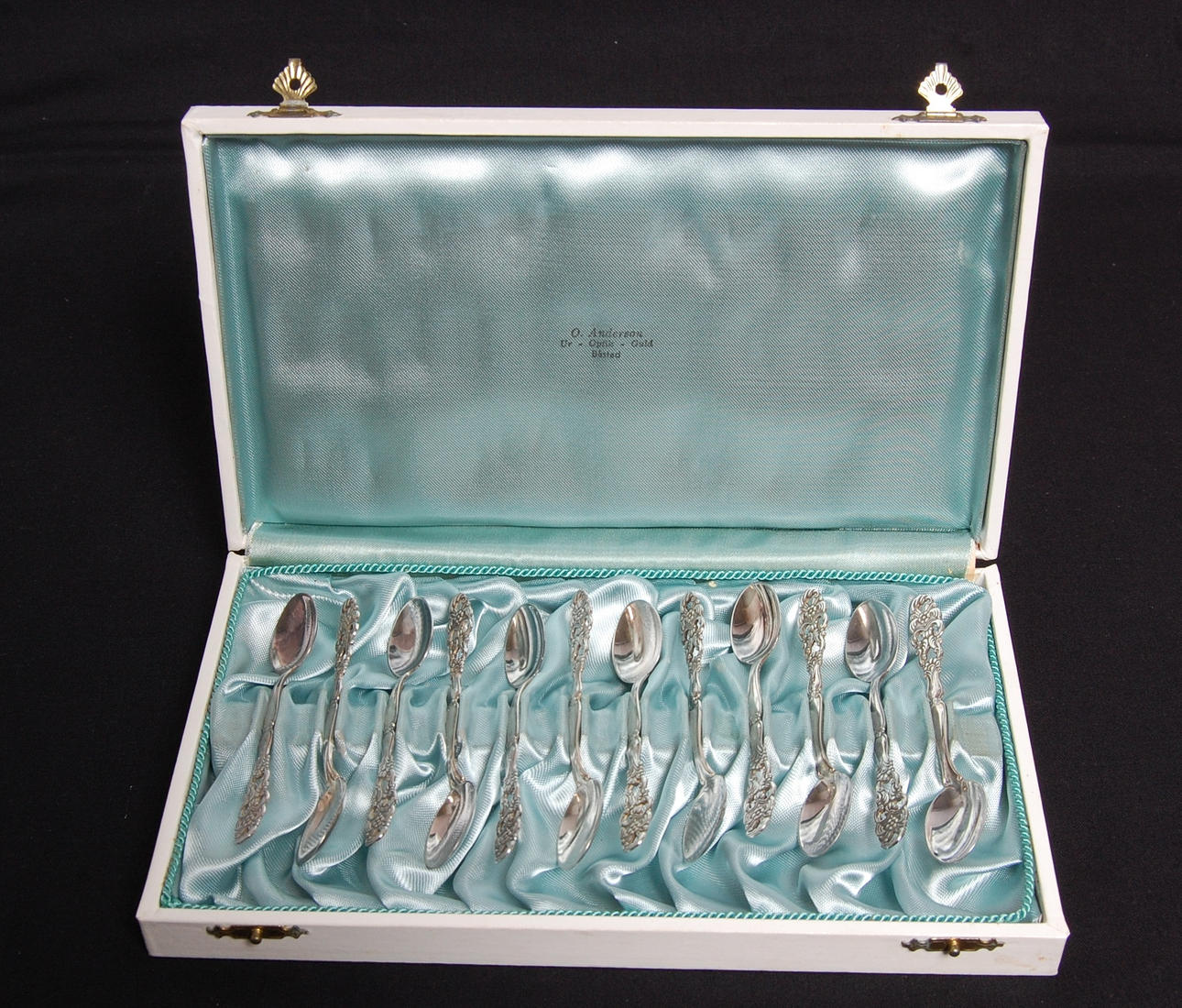 KAFFESKEDAR, 12 st silver, stämplade 1960.