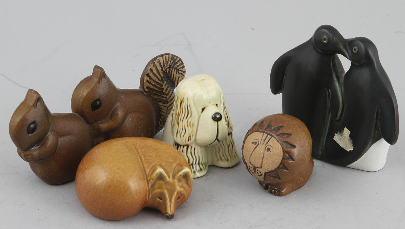 FIGURINER, 5 st, stengods, Lis Larson, Gustavsberg.