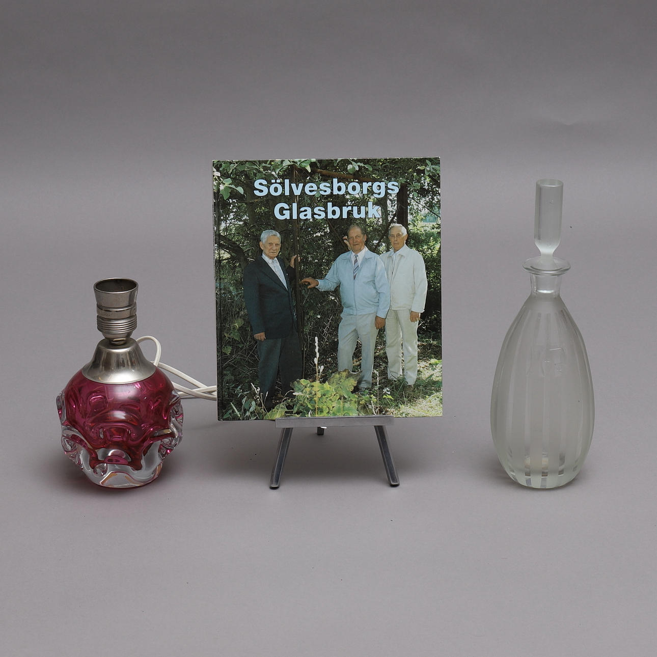 KARAFF, BORDSLAMPA, BOK, glas, Sölvesborgs glasbruk,Åseda.