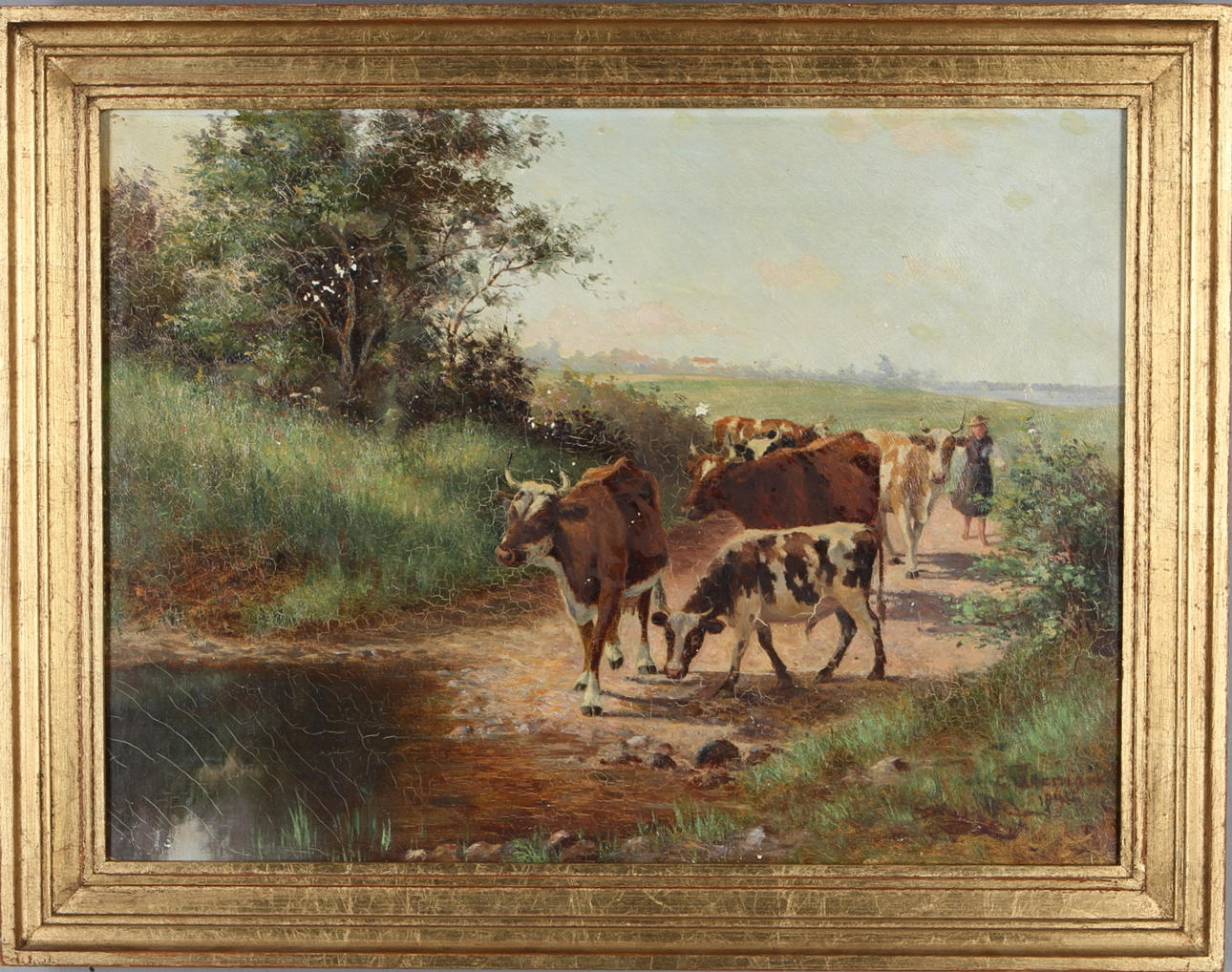 GUMME ÅKERMARK. Cows, oil on canvas signed and dated.
