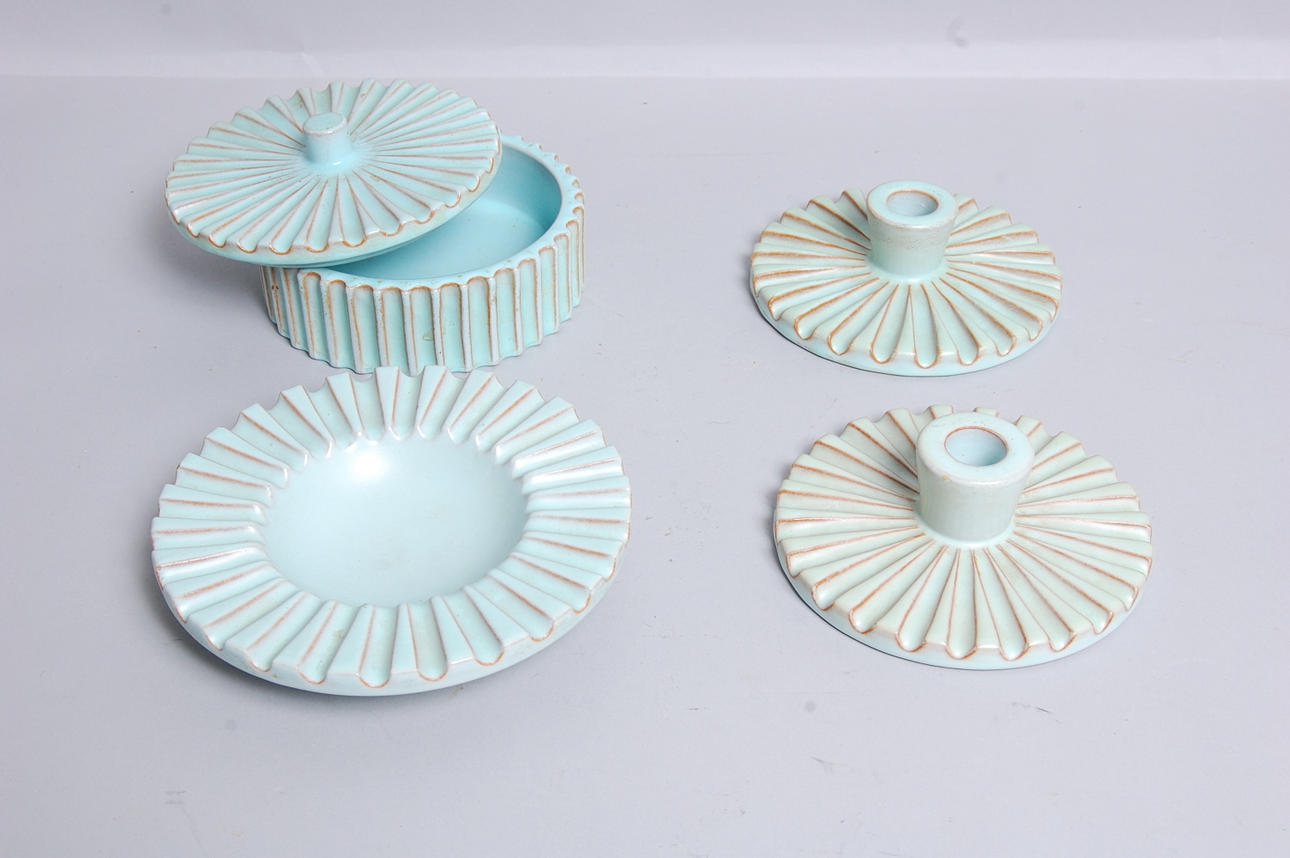 KERAMIK, 4 delar, signerad Schollert, Danmark, 1930-40-tal.