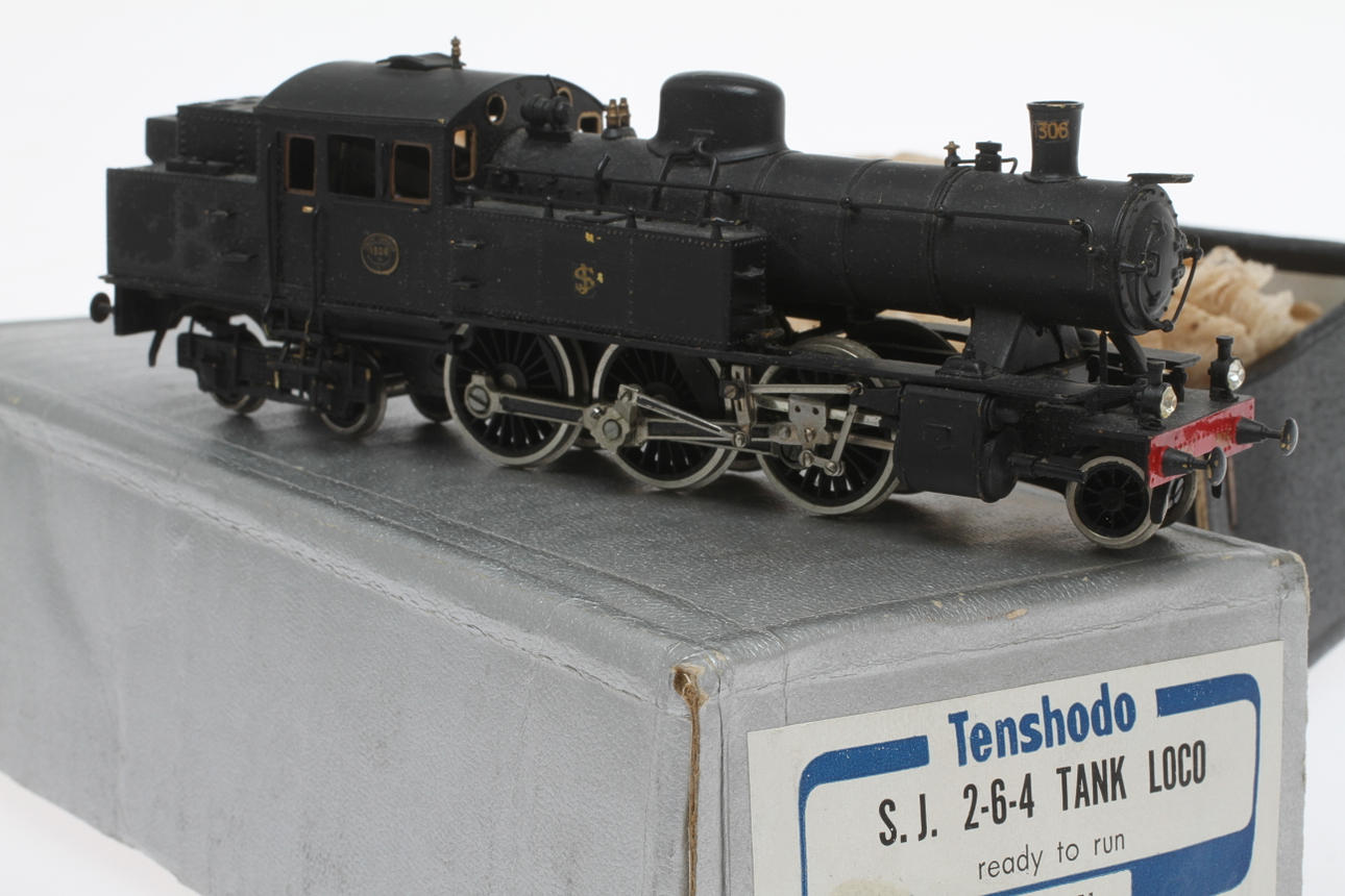 MODELLTÅG TENSHODO SJ:s ånglok Sb 1306 i originalkartong. 1950-tal.