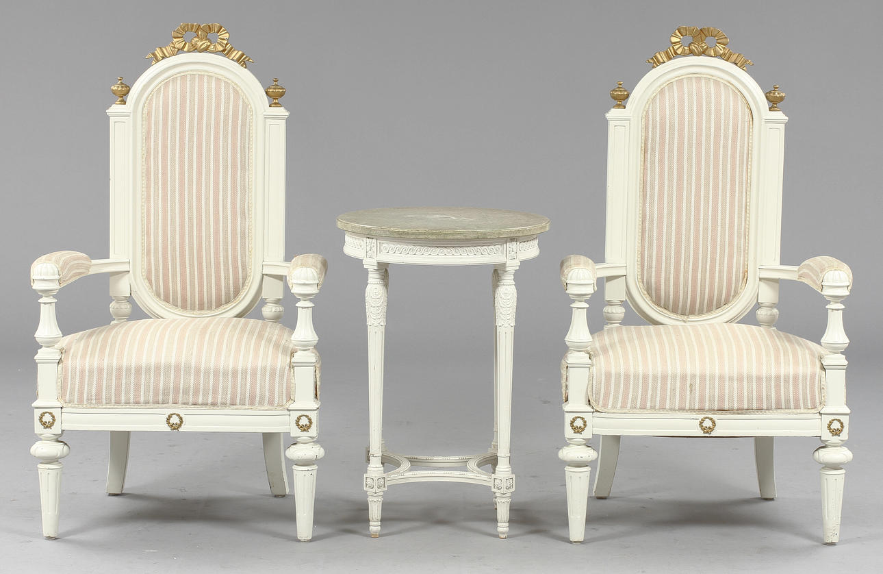 SALONGSGRUPP, 3 delar, gustaviansk stil, 1900-tal.