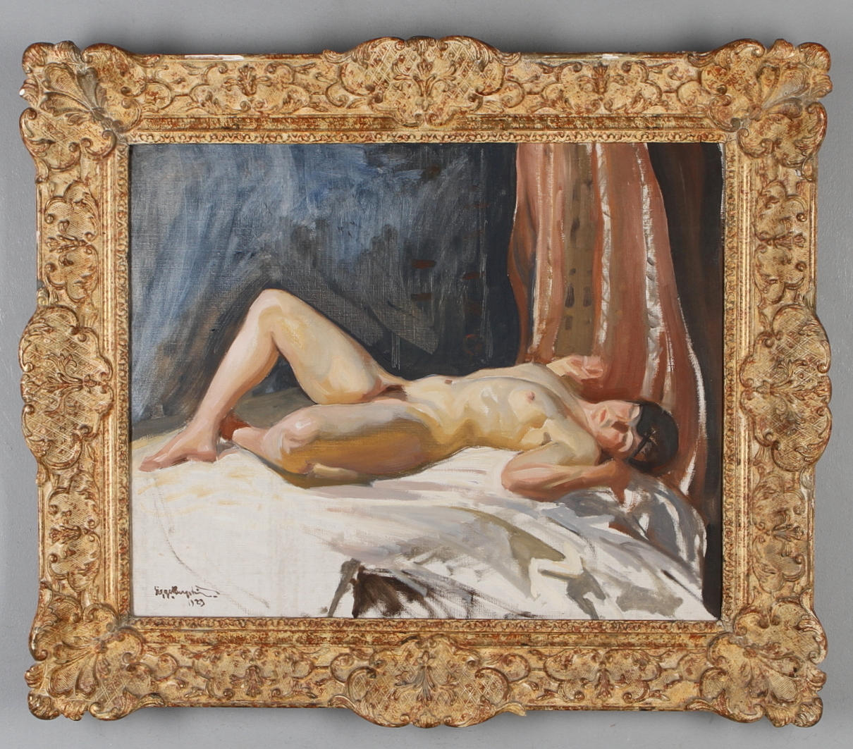 SIGGE BERGSTRÖM. Kvinnostudie, olja på duk, signerad och daterad -23.