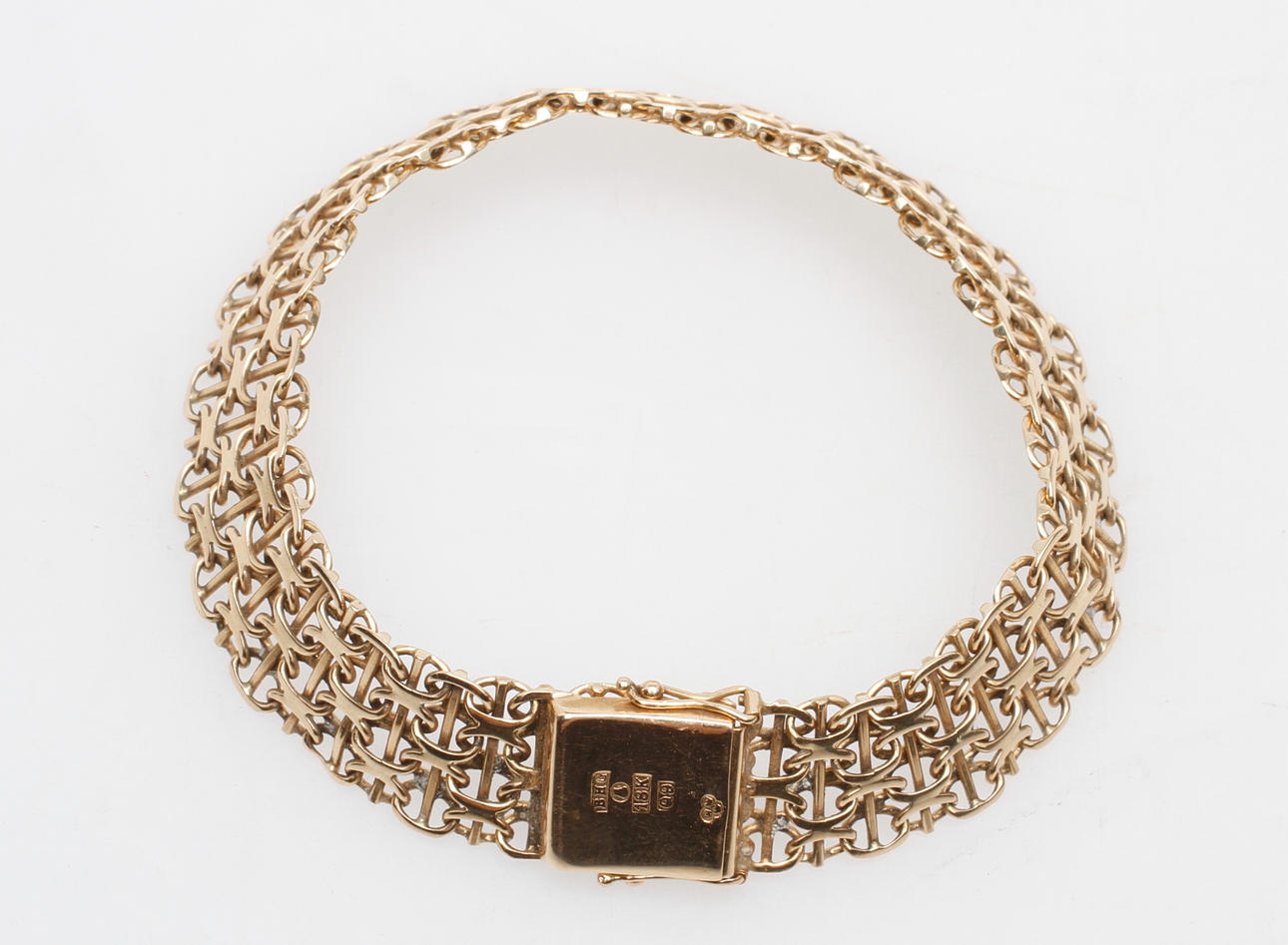 ARMBAND X-LÄNK MED STAV, 18k guld, vikt ca 21,2 gr.