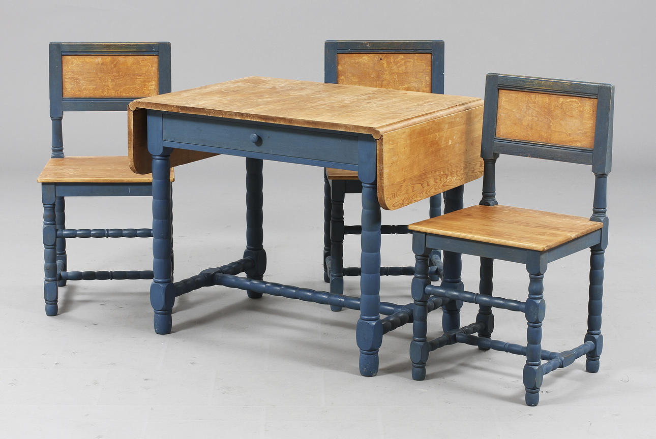 BORD OCH 3 STOLAR, barockstil, 1900-tal.