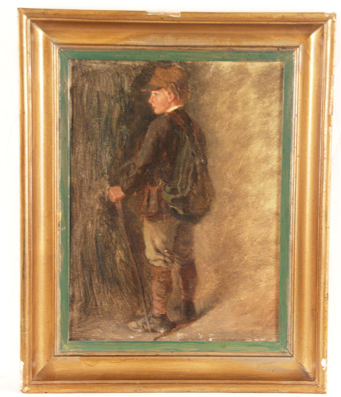 ANTON BURGER. ZUGESCHRIEBEN. "Jagdbursche", Öl auf Karton.