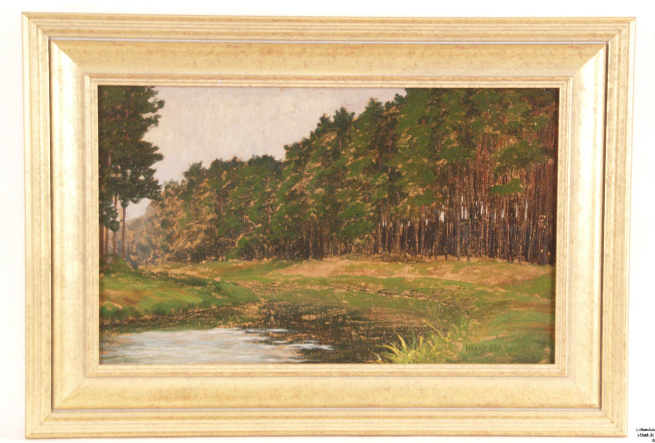 FRANKE, HANNY. Waldlandschaft, Öl auf Karton.