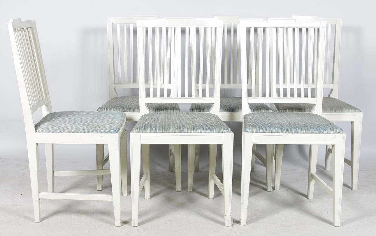 STOLAR, 6 stycken, gråmålade, Carl Larsson stil.