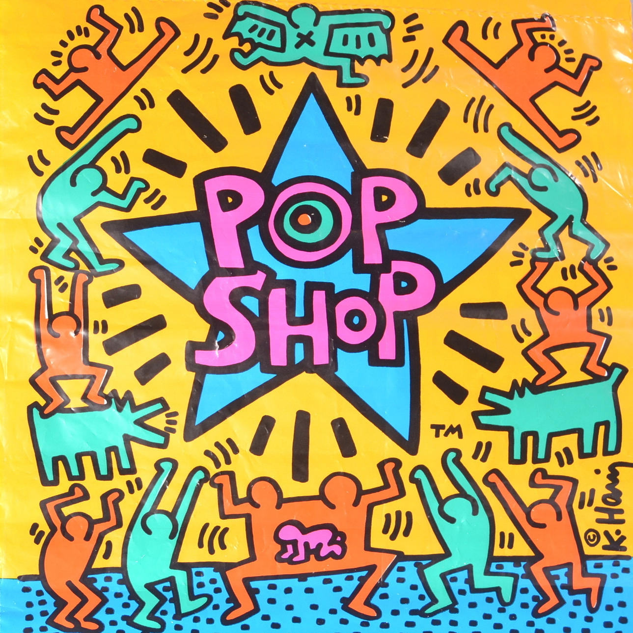 KEITH HARING. Pop Shop Bag. Signed.