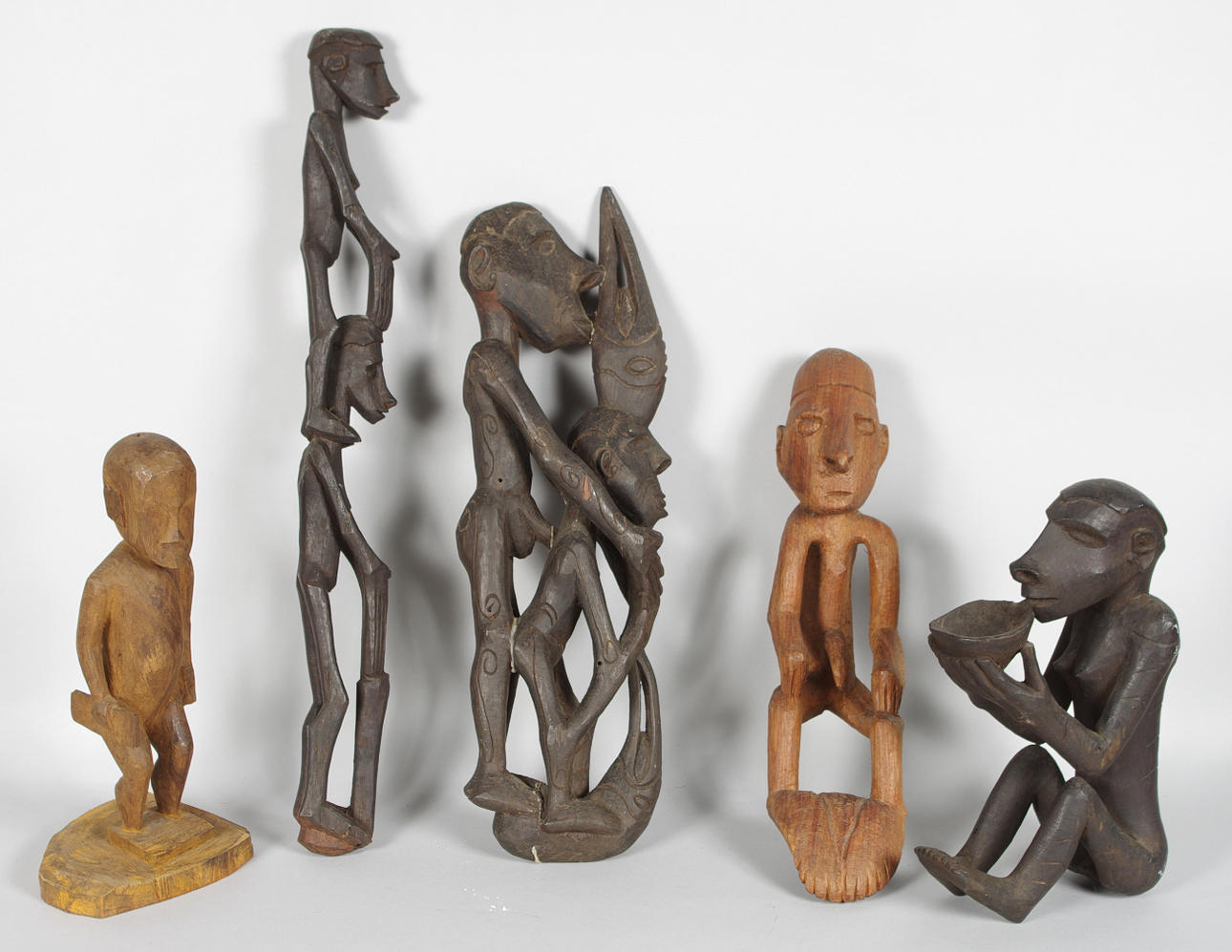 TRÄFIGURER, 5 stycken, Afrika.