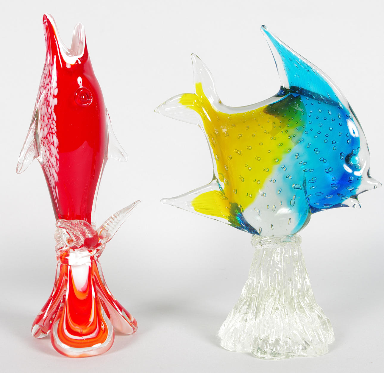 GLASFIGURER, 2 stycken, fiskar, Murano.