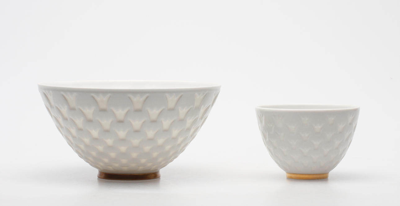 KRONSKÅLAR, 2 st, porslin, Rörstrand, Gunnar Nylund, 1980-tal.