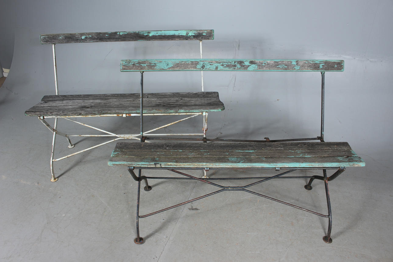 TRÄDGÅRDSSOFFOR, 1 par, smide och trä.