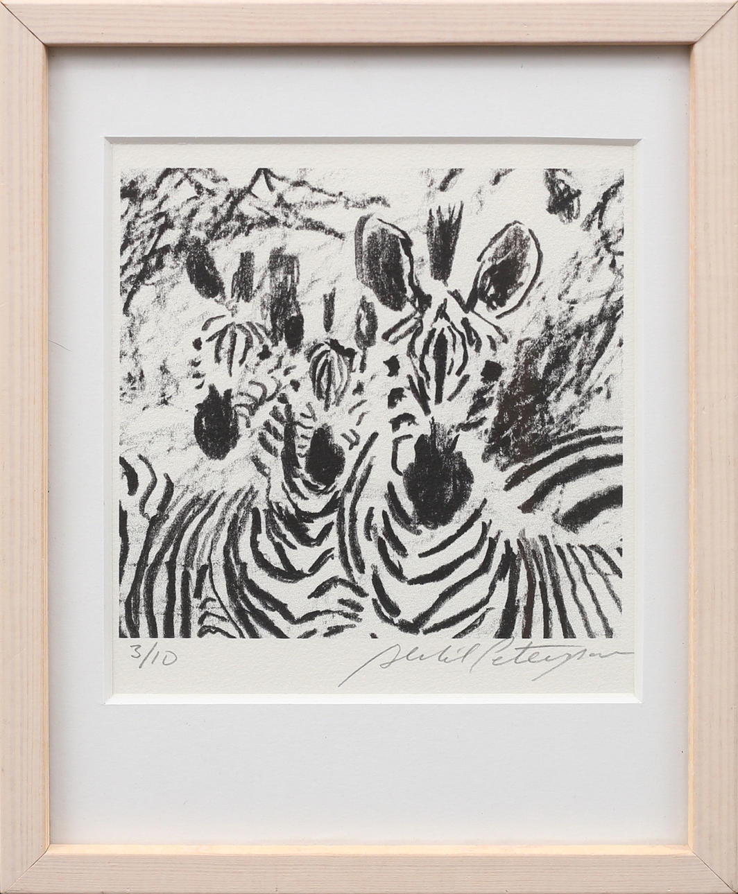BERTIL PETTERSSON. Lithograph, motif of zebras, signed and numbered 3/10.