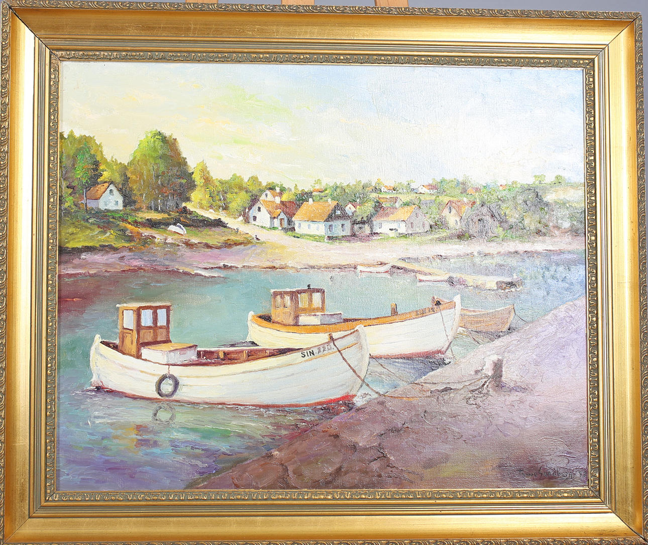 THURE SANDBERG. Olja på duk, motiv från Baskemölla, signerad Thure Sandberg -78.