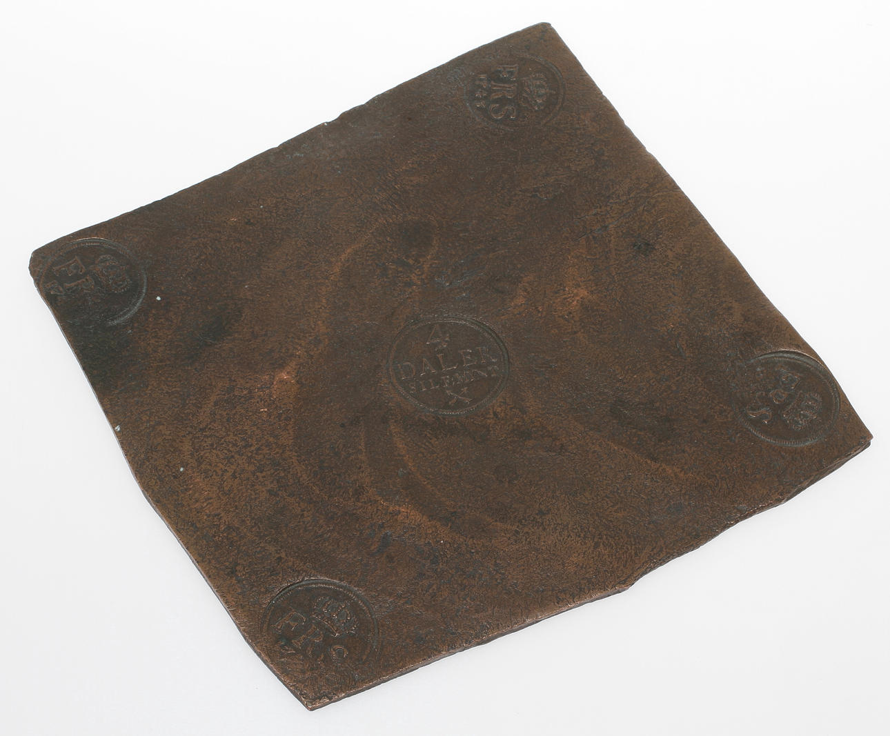 PLÅTMYNT, koppar, 4 daler silvermynt 1743, Fredrik I.