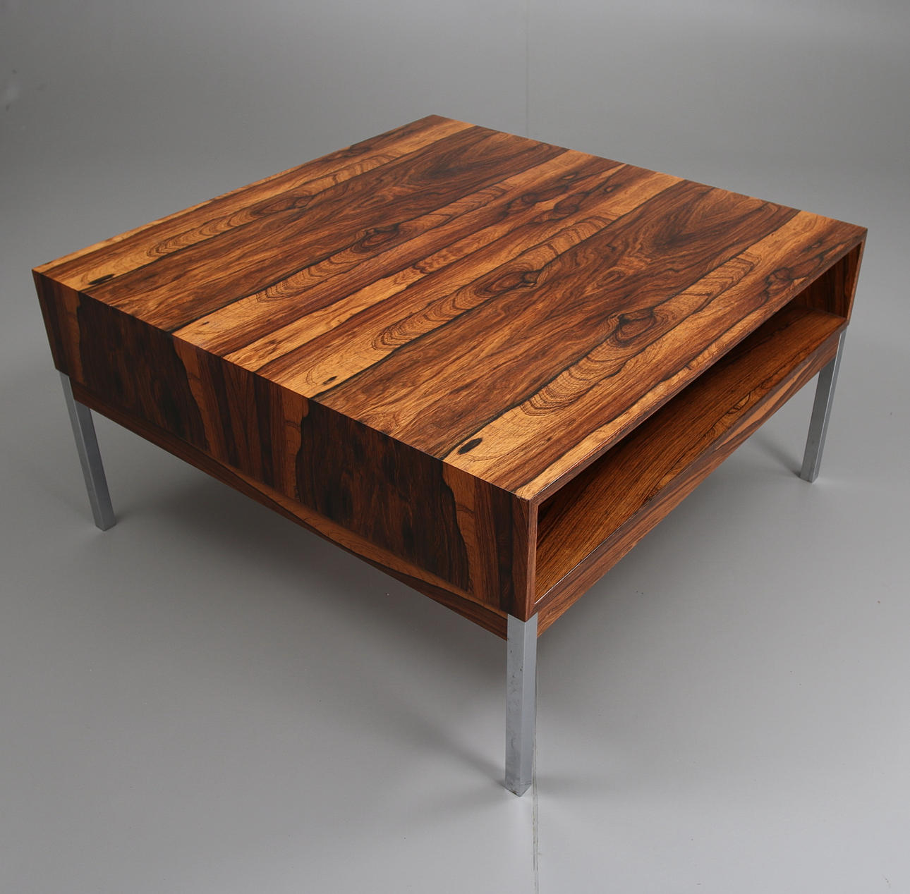 SOFFBORD, Palisander, ben i kromad metall, 1970-tal.