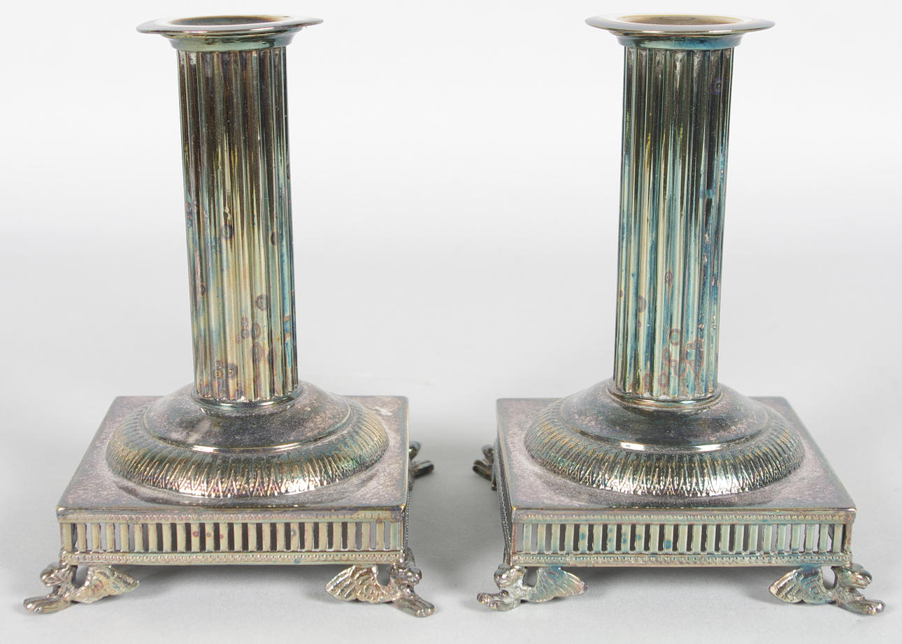 LJUSSTAKAR, 1 par, gustaviansk stil, nysilver, GAB.