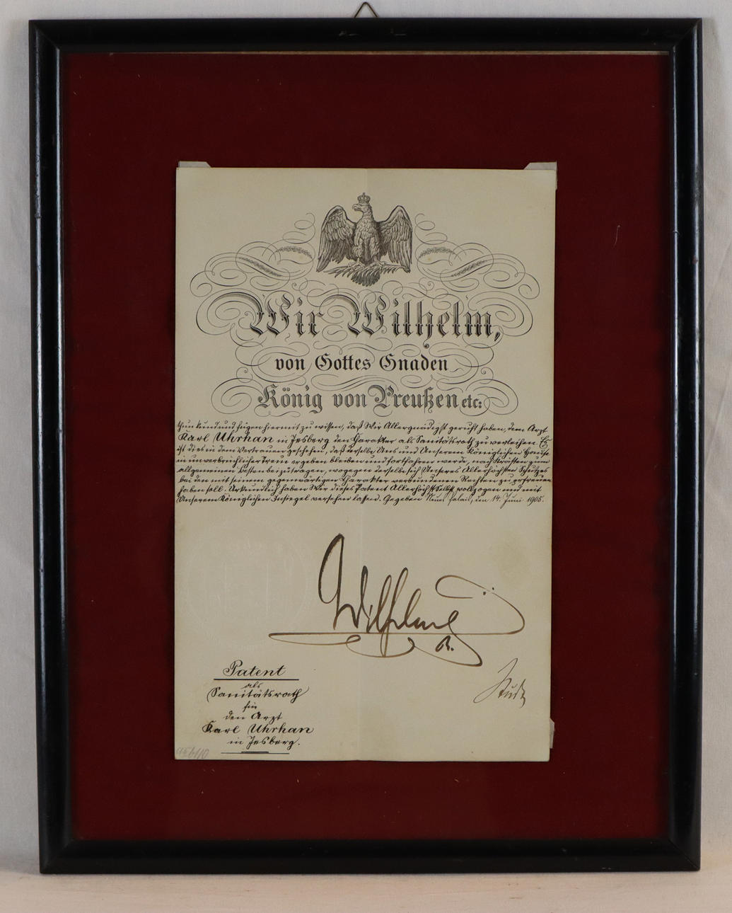 PATENT OF KAISER WILHELM II.