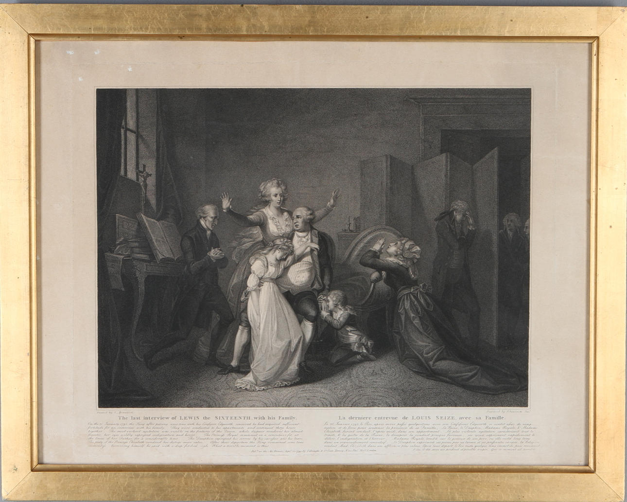 CHARLES BENAZECH. EFTER. The last Interview of Lewis the Sixteenth, with his Family, gravyr, Schiavonetti.