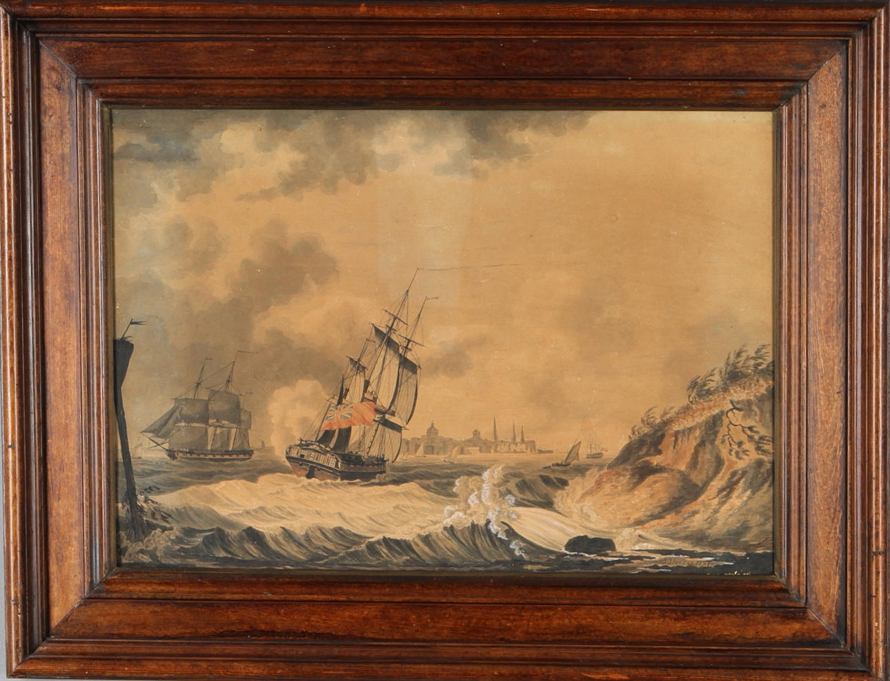 JOHN THOMAS SERRES. "Liverpool from the Rock Perch", handkolorerad etsning, signerad och daterad 1797 i trycket.