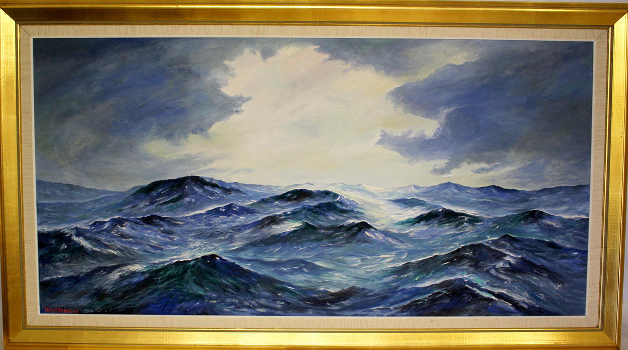 WILLY STENBERG. olie på lærred, hav, sign.