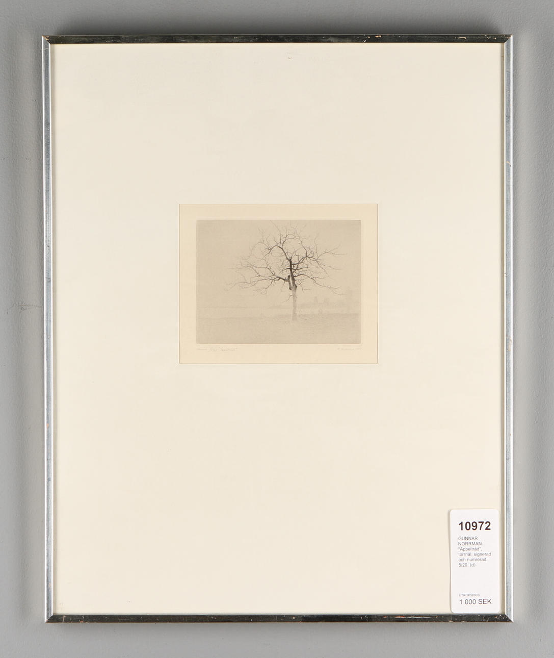 GUNNAR NORRMAN. "Äppelträd", torrnål, signerad och numrerad, 5/20.