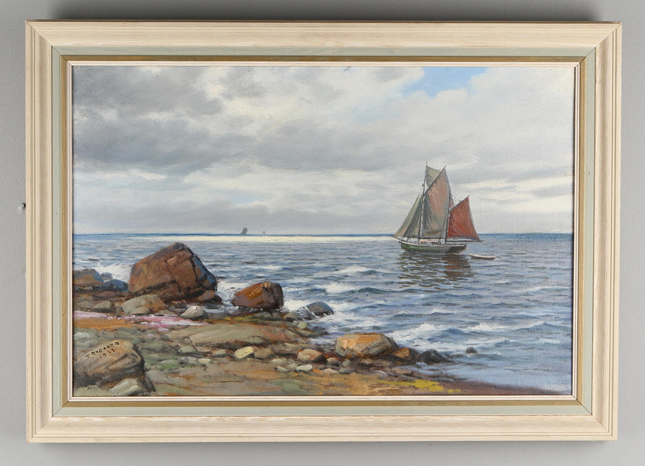 THORVALD RYGAARD. Kustmotiv, olja på duk, signerad och daterad 1923.