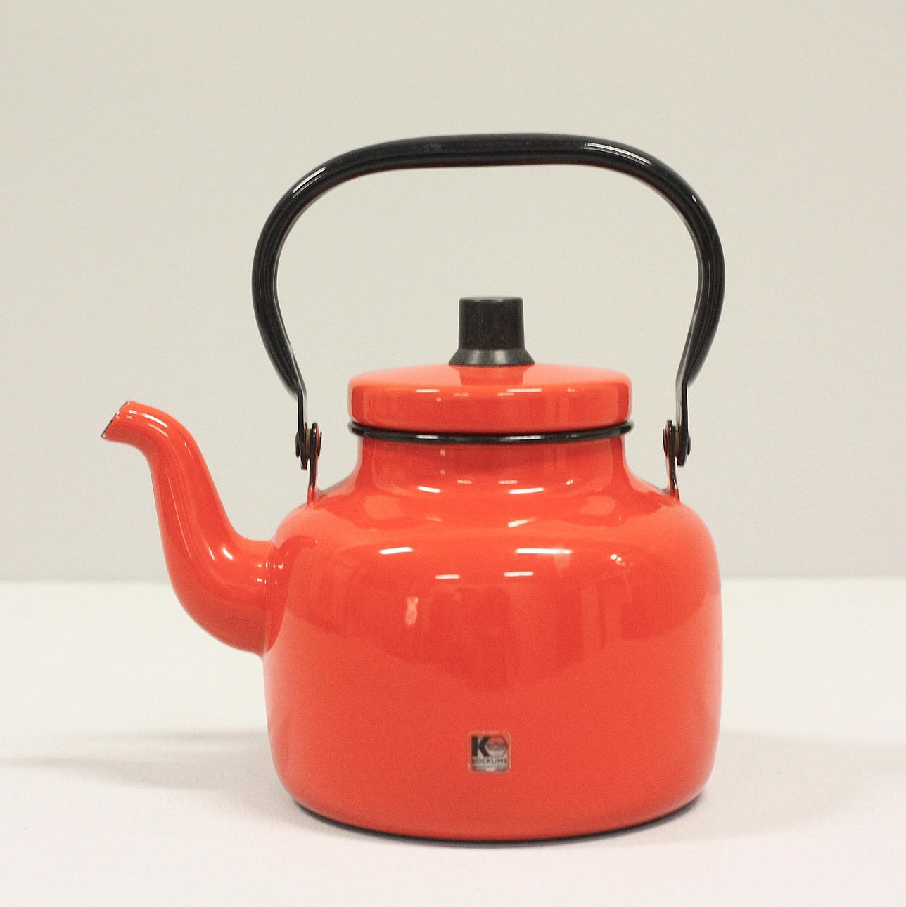 COFFEE PAN, enamel, Kockums, orange, 1900s.