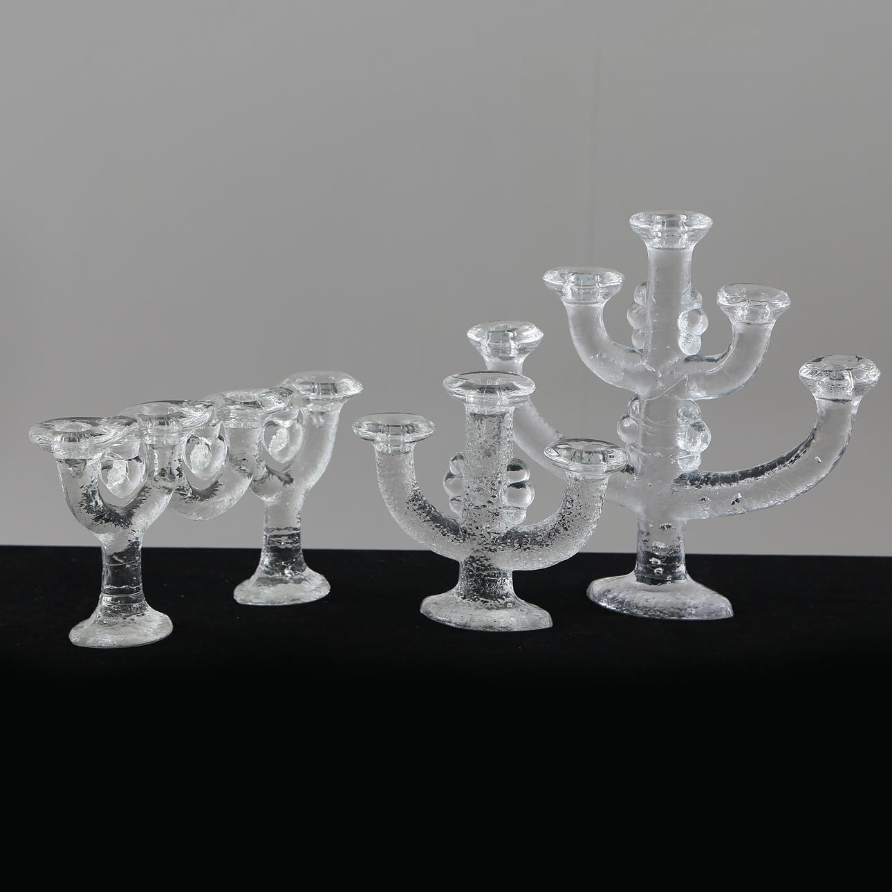CANDLE STICKS, 3 pcs, glass, Pukeberg.