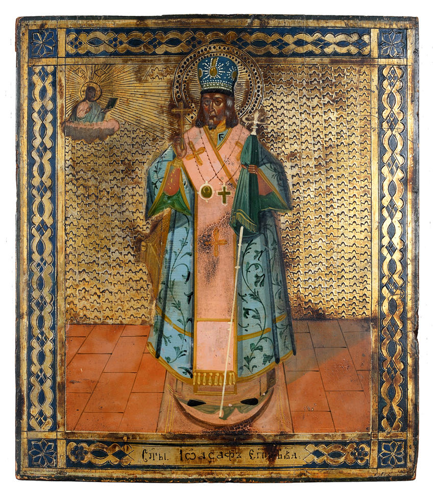 Ikon, porträtt av helgon, grekisk-ortodoxa. 1800-tal.