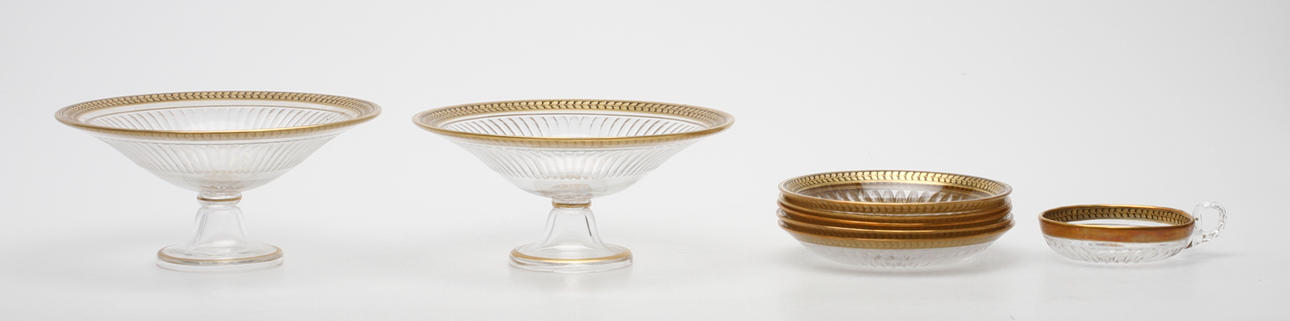 FRUKTSERVIS, 8 delar, glas, möjligen Ryssland, 1800-tal.