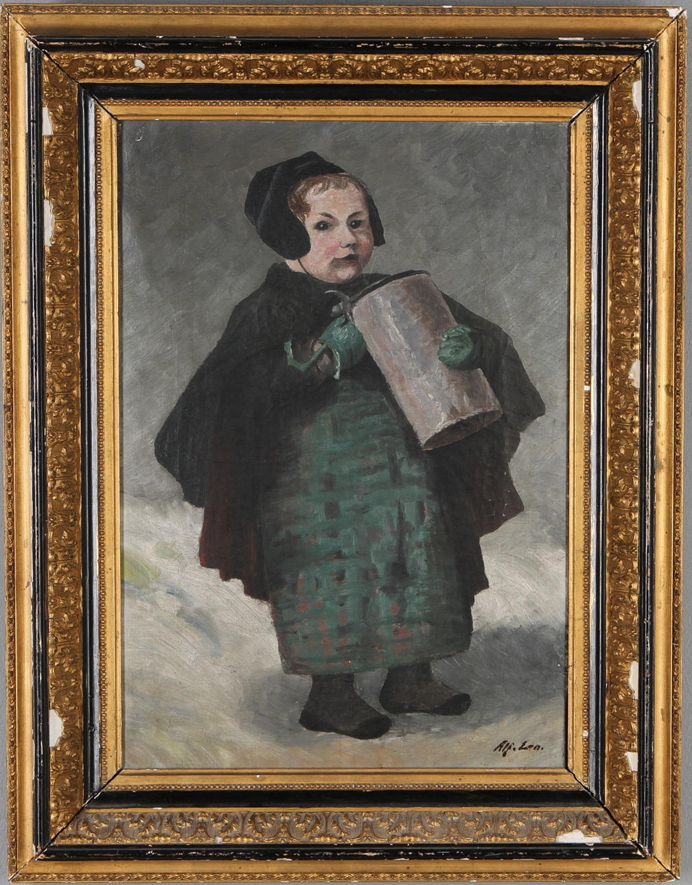 OKÄND KONTSNÄR. Barnporträtt, olja på duk, signerad, omkring 1900.