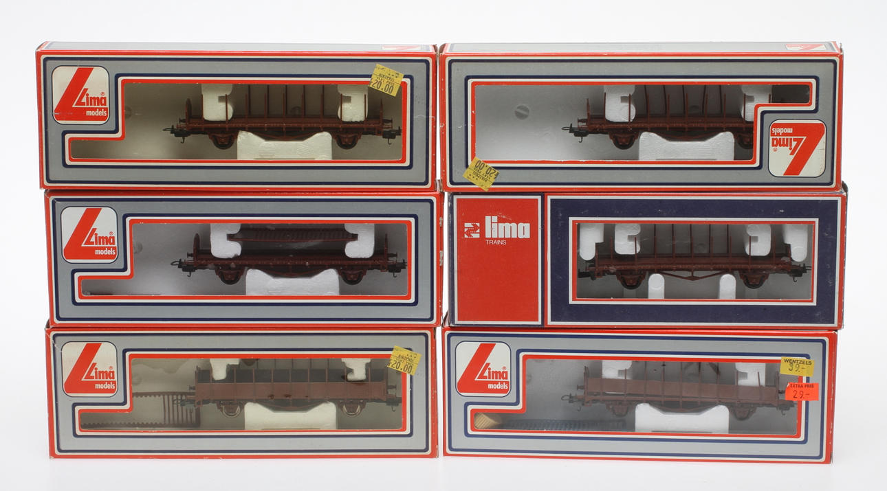 MODELLTÅG LIMA 6 stycken SJ:s stolpvagnar i originalkartong.