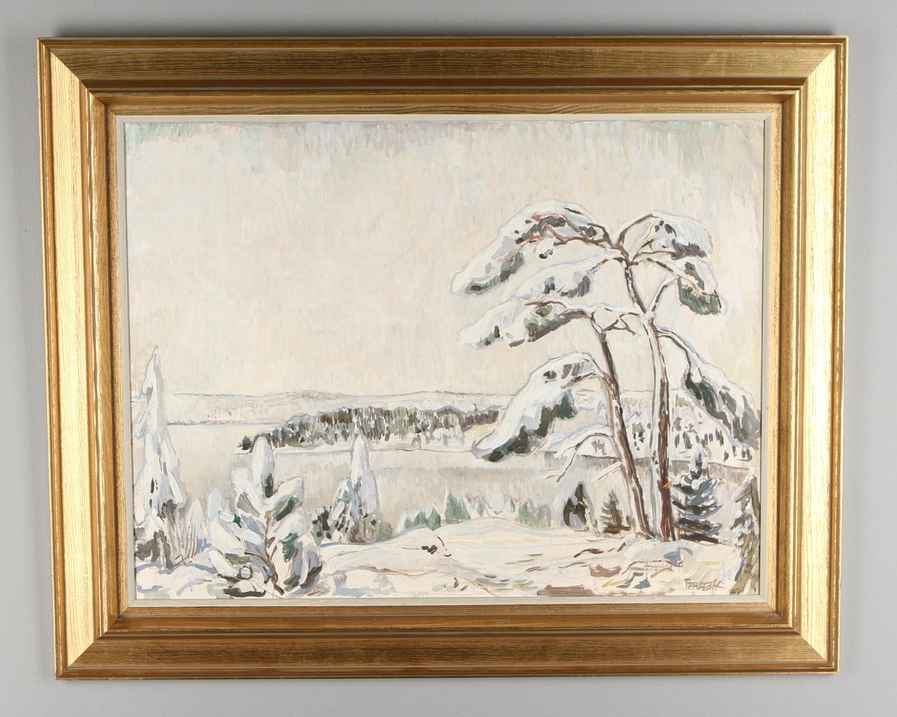 EINAR FORSETH. Vintermotiv, olja på pannå, signerad.