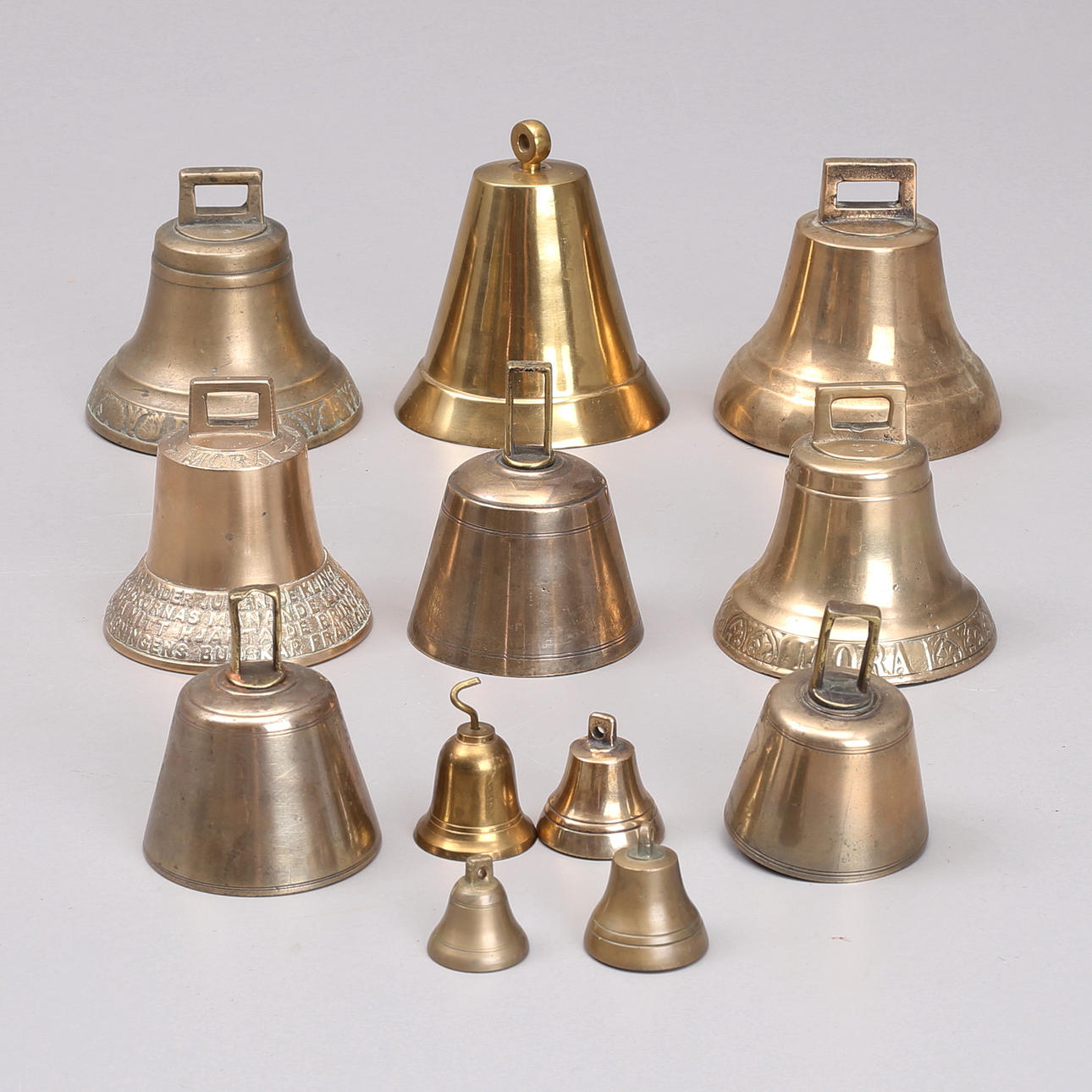 CLOCKS, PINGLES, 12 pcs, 19th/20th century, Mora foundry.