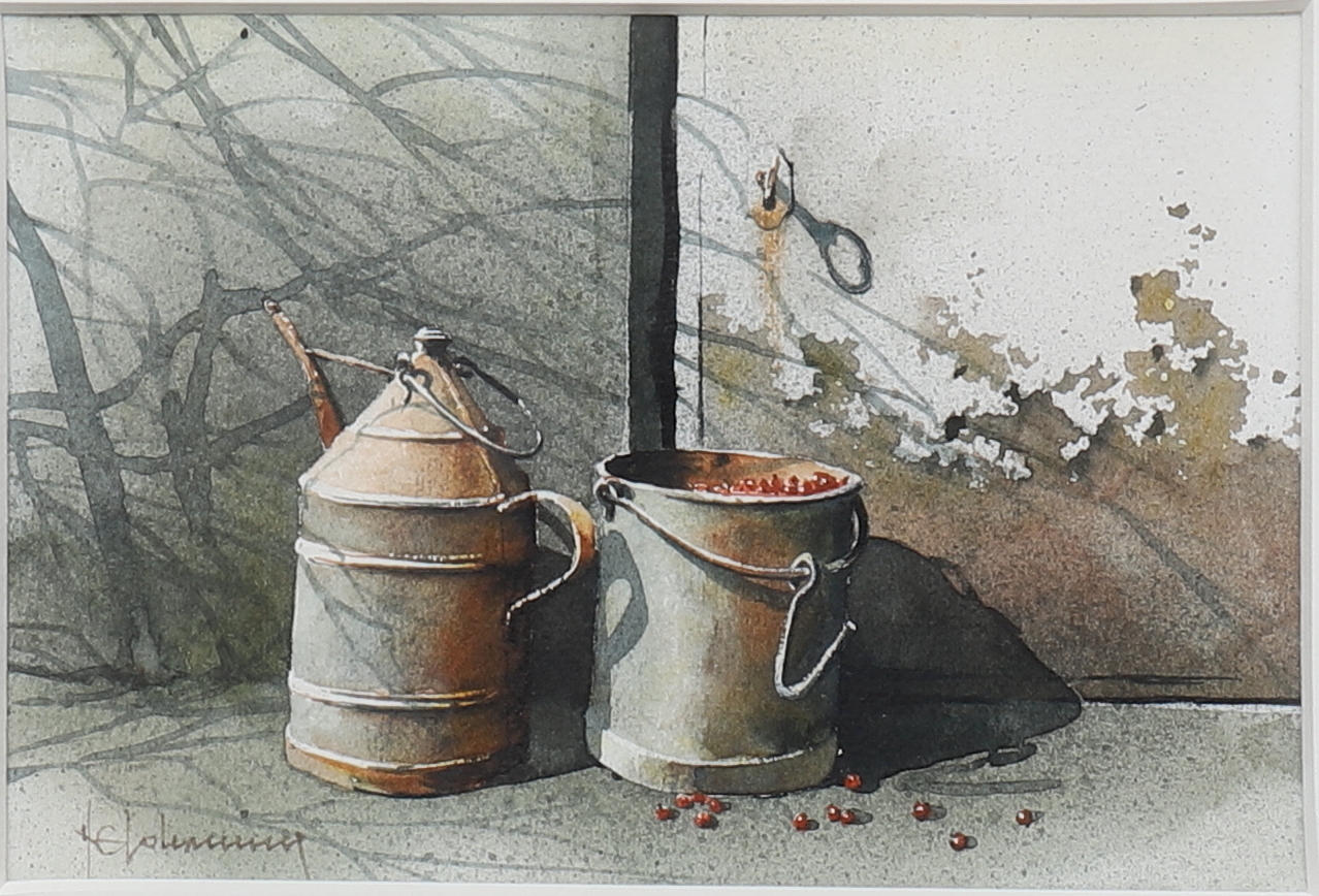 NILS E JOHANSSON. Acuarela, "La Llave" Firmada.