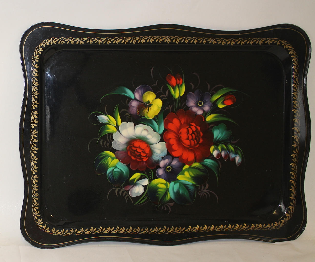 TRAY, tin, hand painted, USSR.