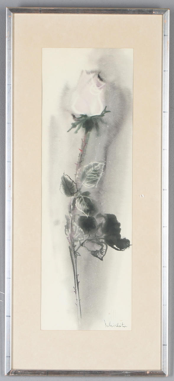 SILVIA LEITU. Ros, akvarell, signerad.