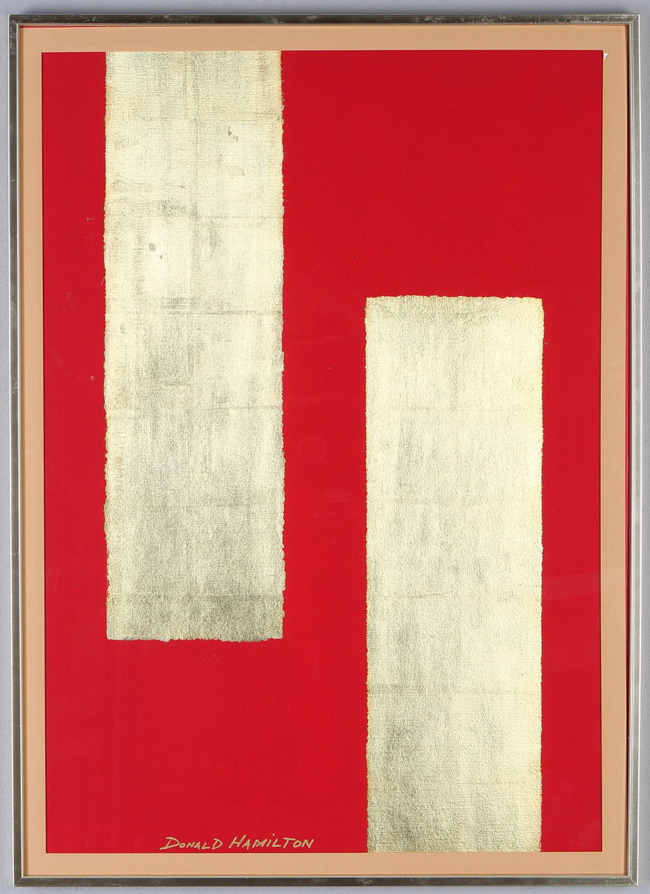 DONALD HAMILTON. Komposition, blandteknik, signerad, daterad a tergo 1982.