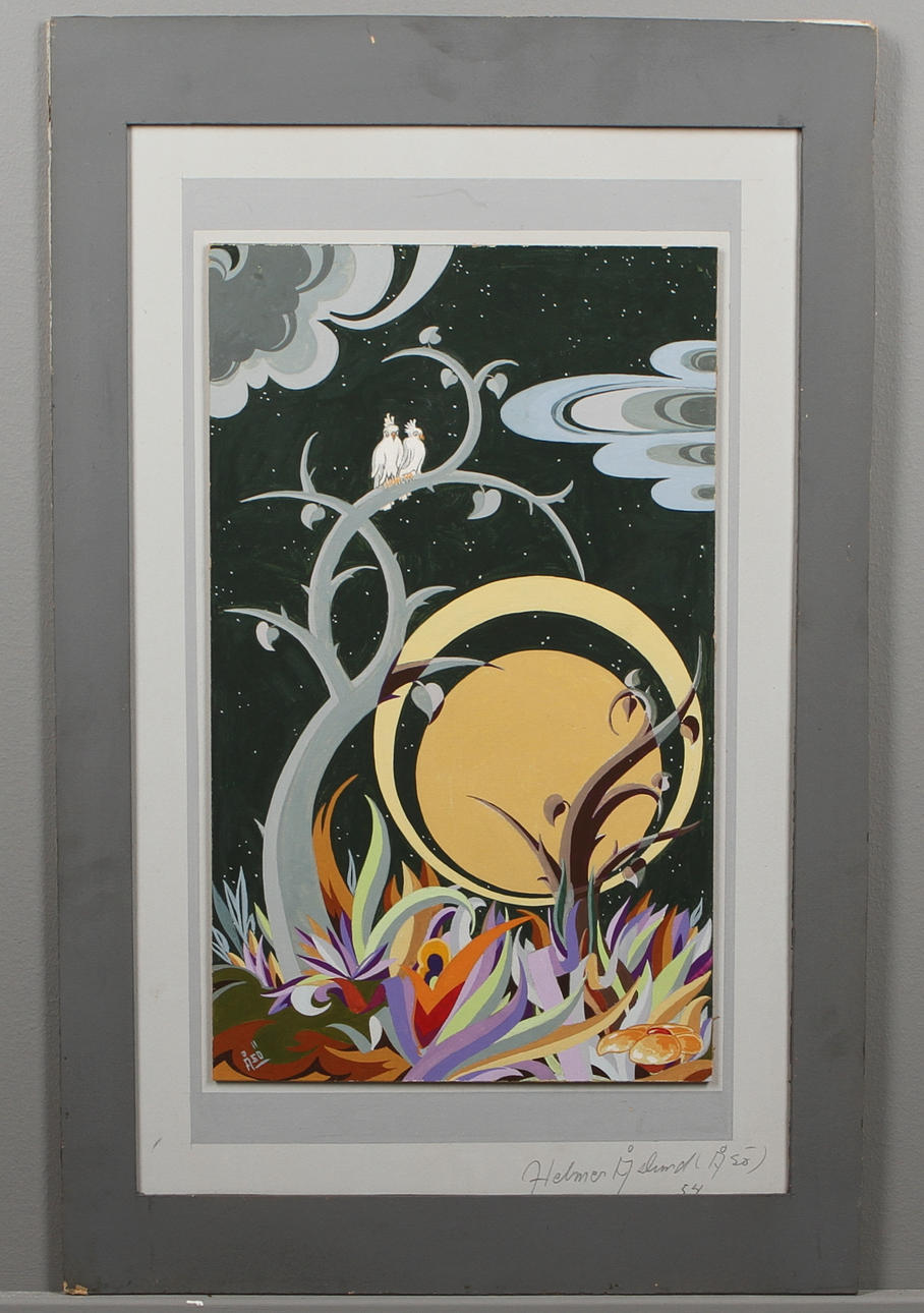 HELMER ÅSLUND. "Arabiska drömmar", gouache på pannå, signerad.