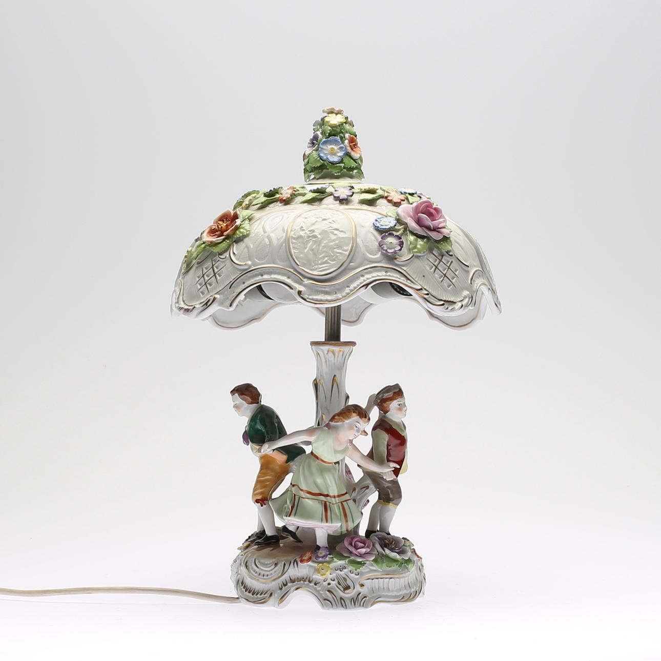 TABLE LAMP, porcelain, rococo style, PMP, Germany, 1900s.